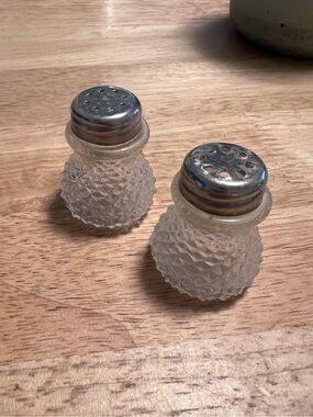 Tiny Textured Glass Salt and Pepper Shakers